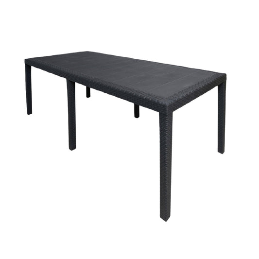 Table extérieure en résine tressée pour jardin - 200 x 100 x 75